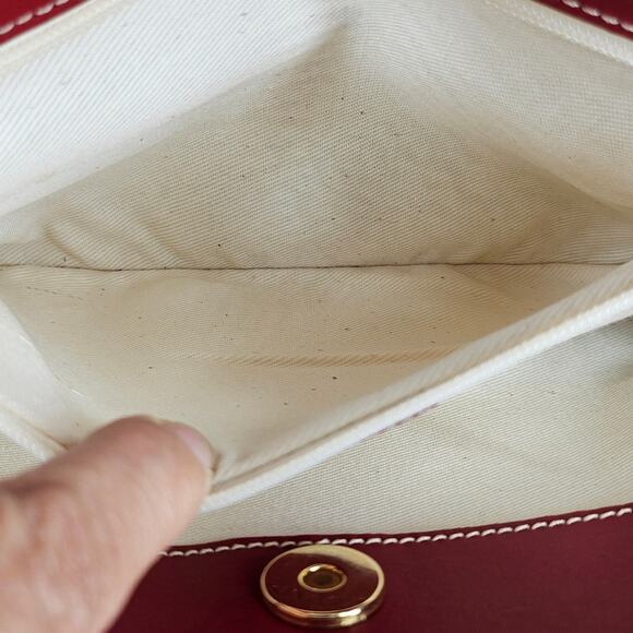 LANCEL WOMEN'S RED LEATHER - CREAM LINER TOP HANDLE HANDBAG W/ DUST BAG 15" x 7" - Picture 10 of 16